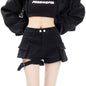 Fashionable American Retro Shorts for Women - Black L - shorts