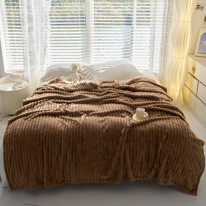 Rabbit Fur Velvet Blanket Anti-static Bedroom Sofa Blanket - Deep Coffee 120x200CM - blanket