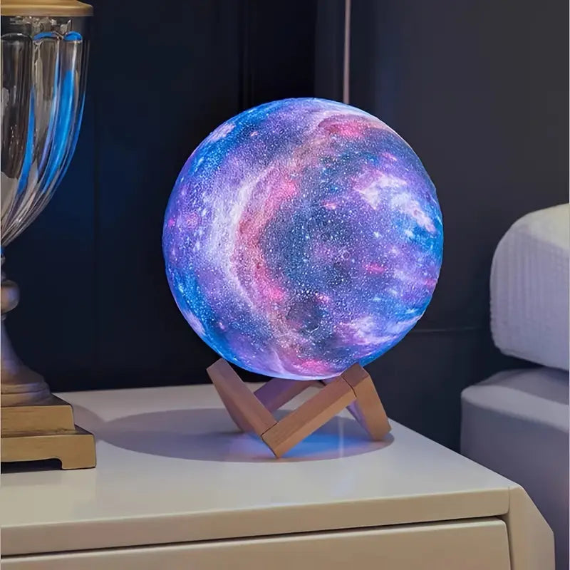 16-Color 3D LED Moon Light with Stand - Night Light - - night light