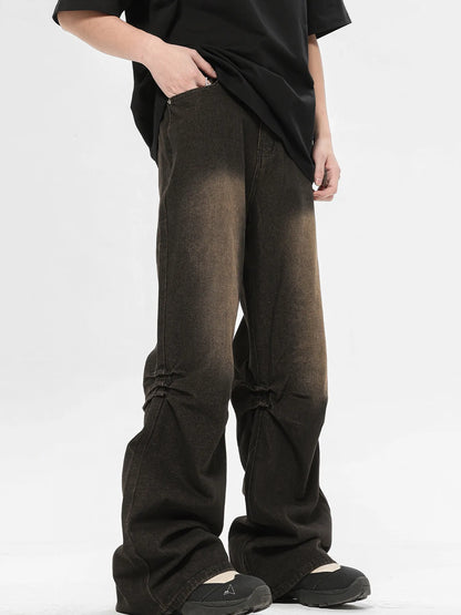 Men's Relaxed Fit Vintage Wash Flare Jeans - -