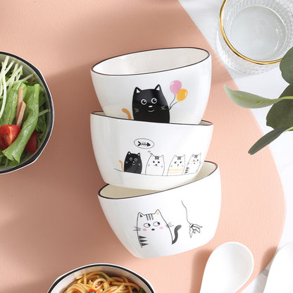 PurrfectCat Ceramic Dining Bowls - - bowls