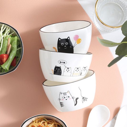 PurrfectCat Ceramic Dining Bowls - - bowls