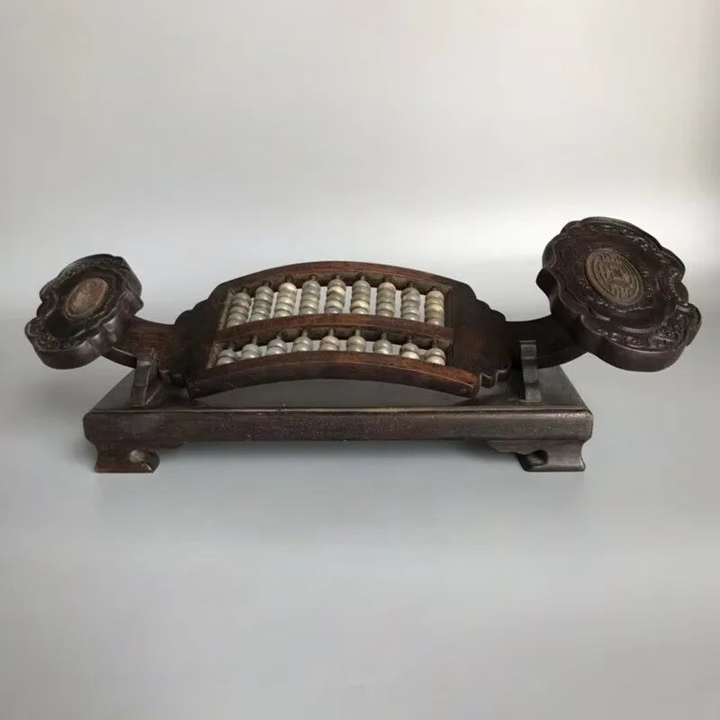 Old Chinese Wood Abacus with Jade Beads - - Statues or Ornaments