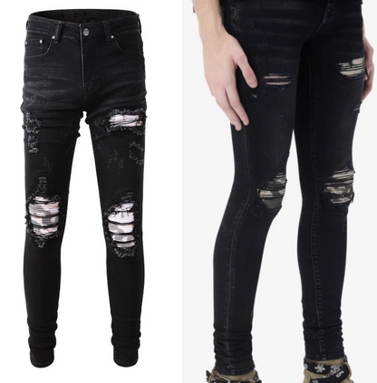 TrendFlex Pleated Mens Jeans - Black 38 - jeans