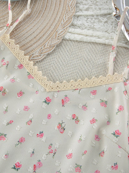 Floral Print Lace Trim Cami and Shorts Set- Shopimist- {{Product type}}