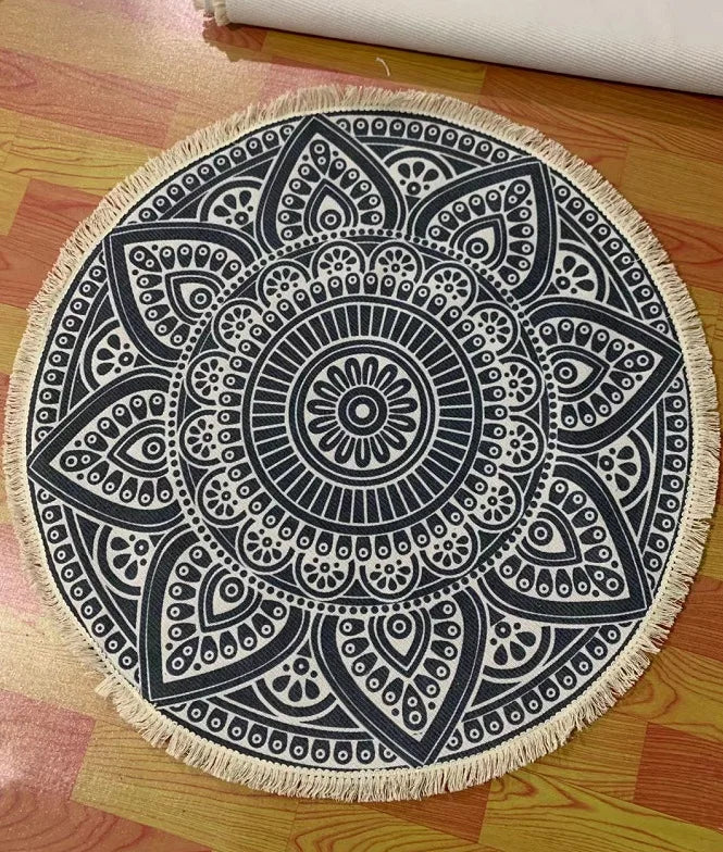 Mandala Round Rugs Custom Tufted Rugs Mat With Tassels