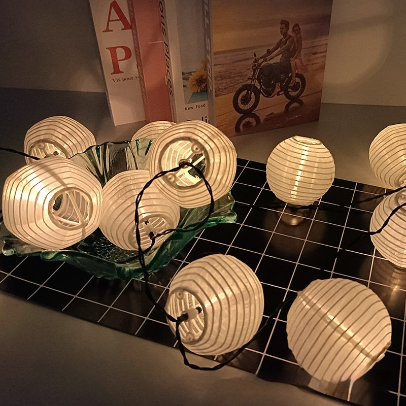 Solar Fabric Lighting Chain Colorful Lantern Decoration on String - - Lanterns