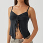 Sweetheart Spice Retro Bow Pleated Halter Top for Ladies - Black S - Women's Fashion - Women's Clothing - Tops & Tees - Tank Tops