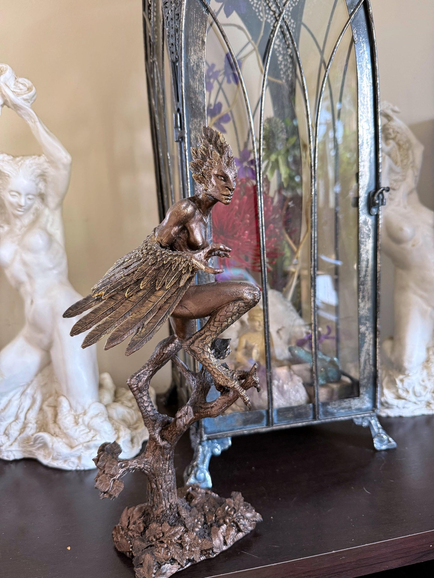 Harpy Statue, Hand Painted Resin Sculpture | Mythical Creature Figurine | Unique Legendary Bird Woman Figurine. Fantasy Art Decor - -