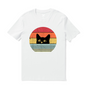 Cotton Retro Cat Tee Crew Neck - - Tee Shirts
