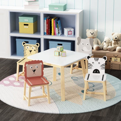 Solid Wood Childrens Table And Chair 5-piece Set - -