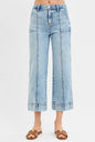 RISEN High Rise Crop Wide Front Seam Detailed Jeans - LIGHT - jeans