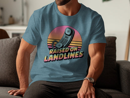 Raised on Landlines Retro Style Phone Design T-Shirt - - T-Shirt