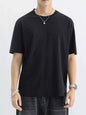 Men's Plus Size Casual Solid Color T-Shirt - Black -