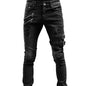 Custom Fit Distressed Moto Jeans - Black 2XL - jeans