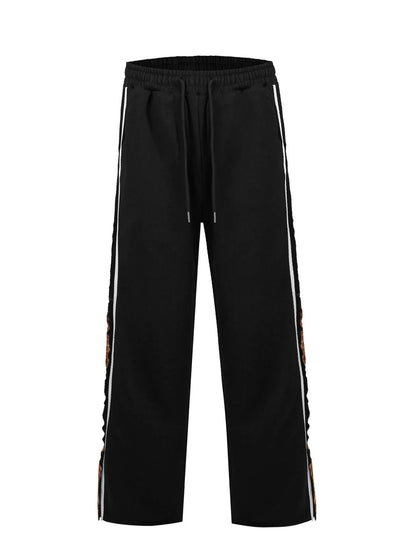Men's Drawstring Patchwork Plaid Wide Leg Pants - -