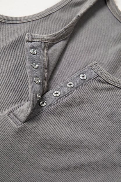Medium Grey Vintage Distressed Ribbed Mineral Wash Tank Top- I am a Fashion Junky- {{Product type}}