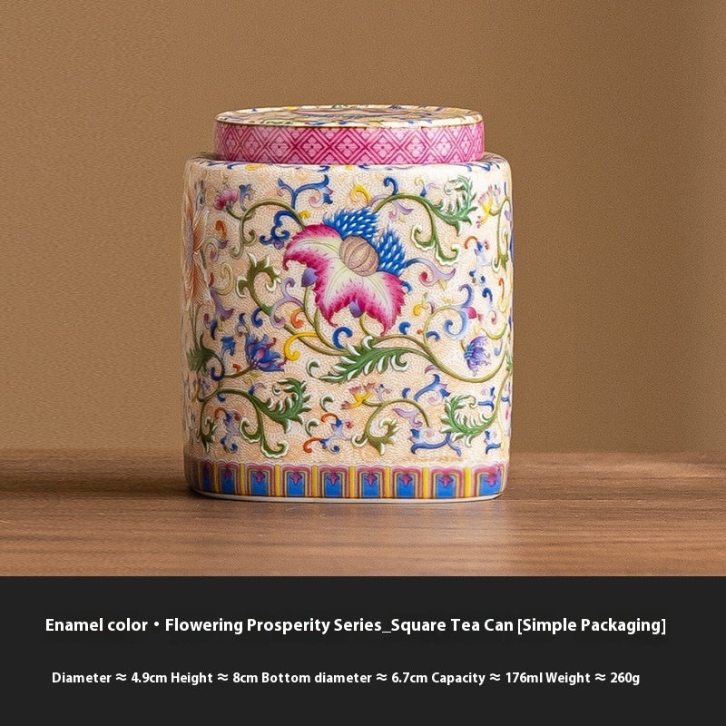 Enamel Color Tea Storage Can - Enamel 8x7cm - Food Storage