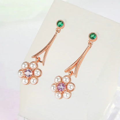 S925 Silver Plum Blossom Amethyst Tassel Earrings Kia Day Design