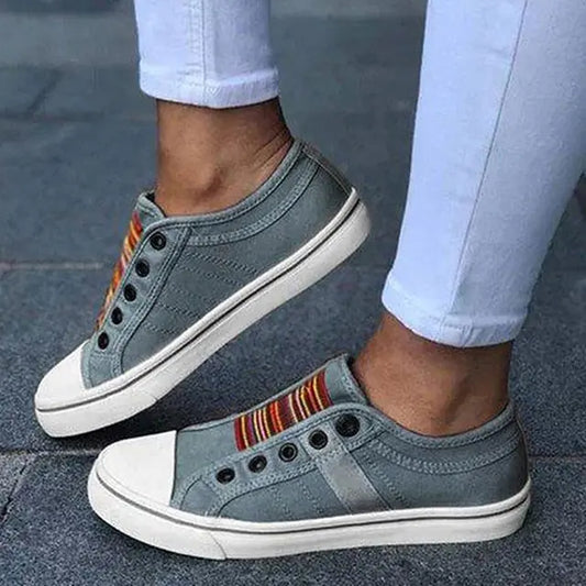 Casual Canvas Flat Vulcanized Sneakers - Kia Day Design