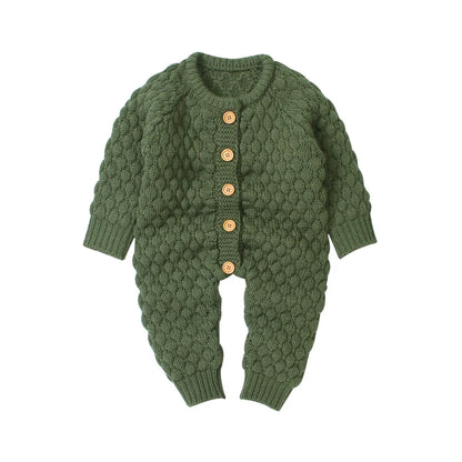 Winter Warm Knitted Baby Clothes Green 6 Months Old