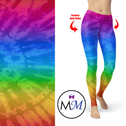 Rainbow Tie Dye Leggings with Pockets 2 - 2X-4X = TC2 - Apparel