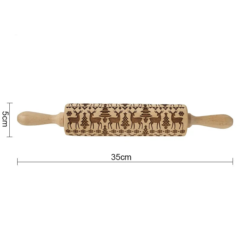 Wooden Embossing Rolling Pin