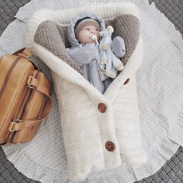 Newborn Baby Knit Fleece Sleeping Bags - White 40*32*3 - baby blanket
