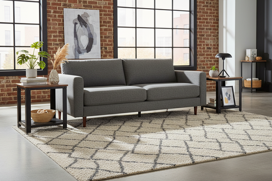 2-Tier Metal Industrial Rolling End Tables with Mesh Shelves Set - - table