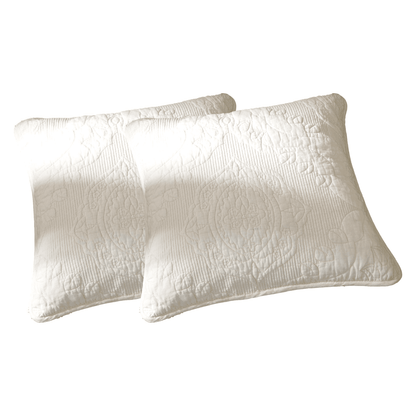 Tache Cotton Ivory White Paisley Damask Matelassé Powder Snow Cushion Covers / Euro Sham (JHW-643) - 18 x 18 | 2-pack - Euro Sham / Cushion Cover