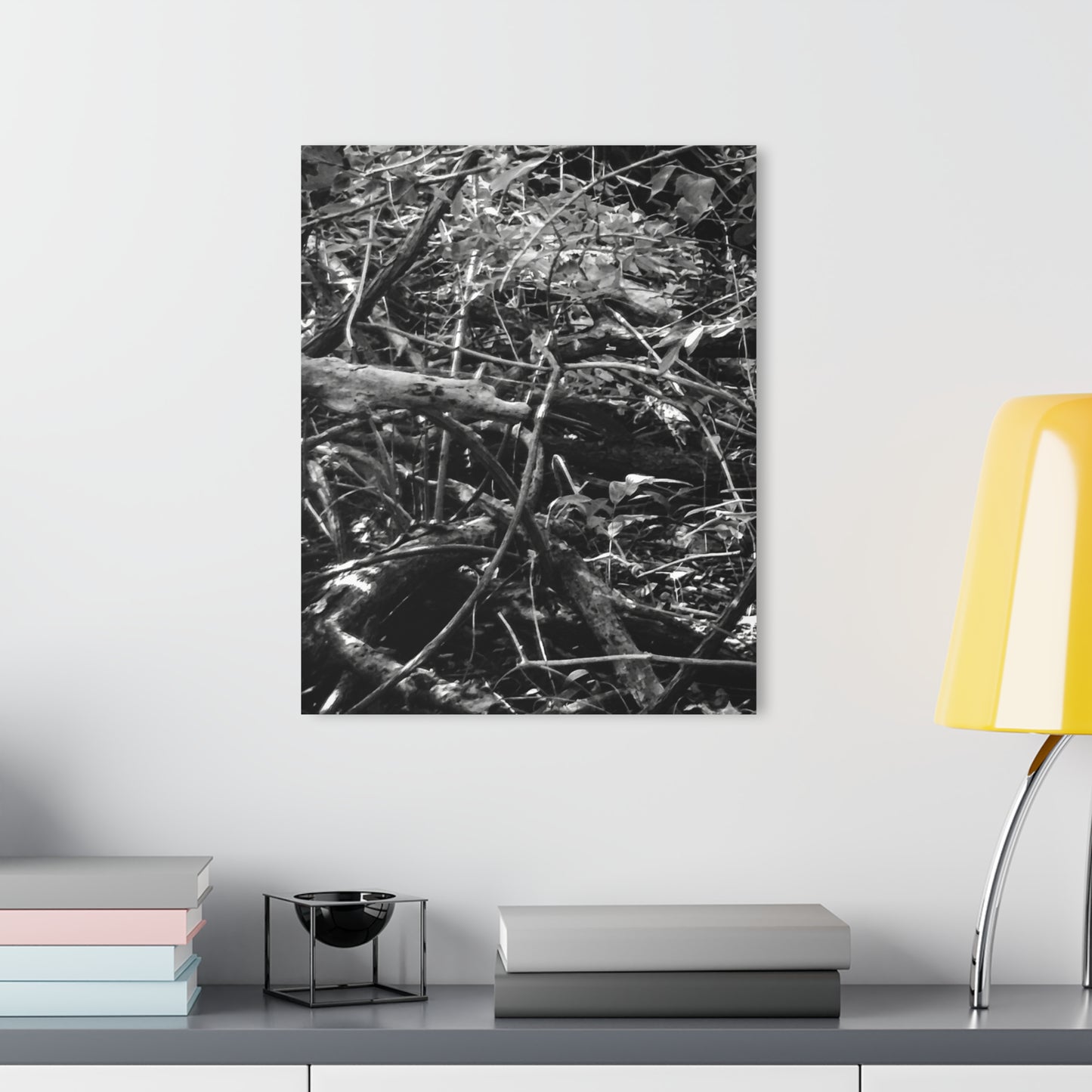Black & White Deep Timber Path Acrylic Print French Cleat Hanging - - Home Decor