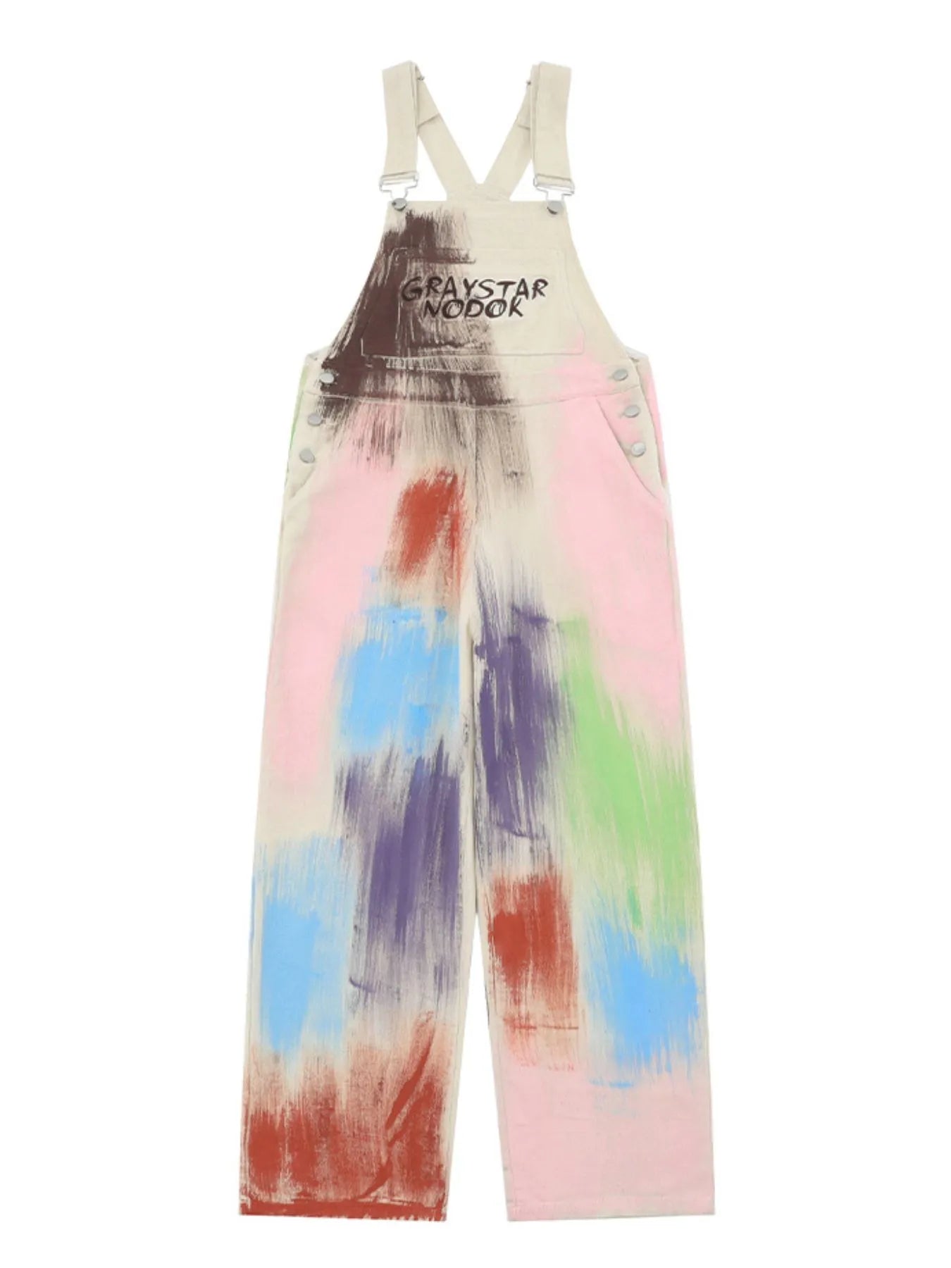 Colorful Wide Leg Overalls - Beige -