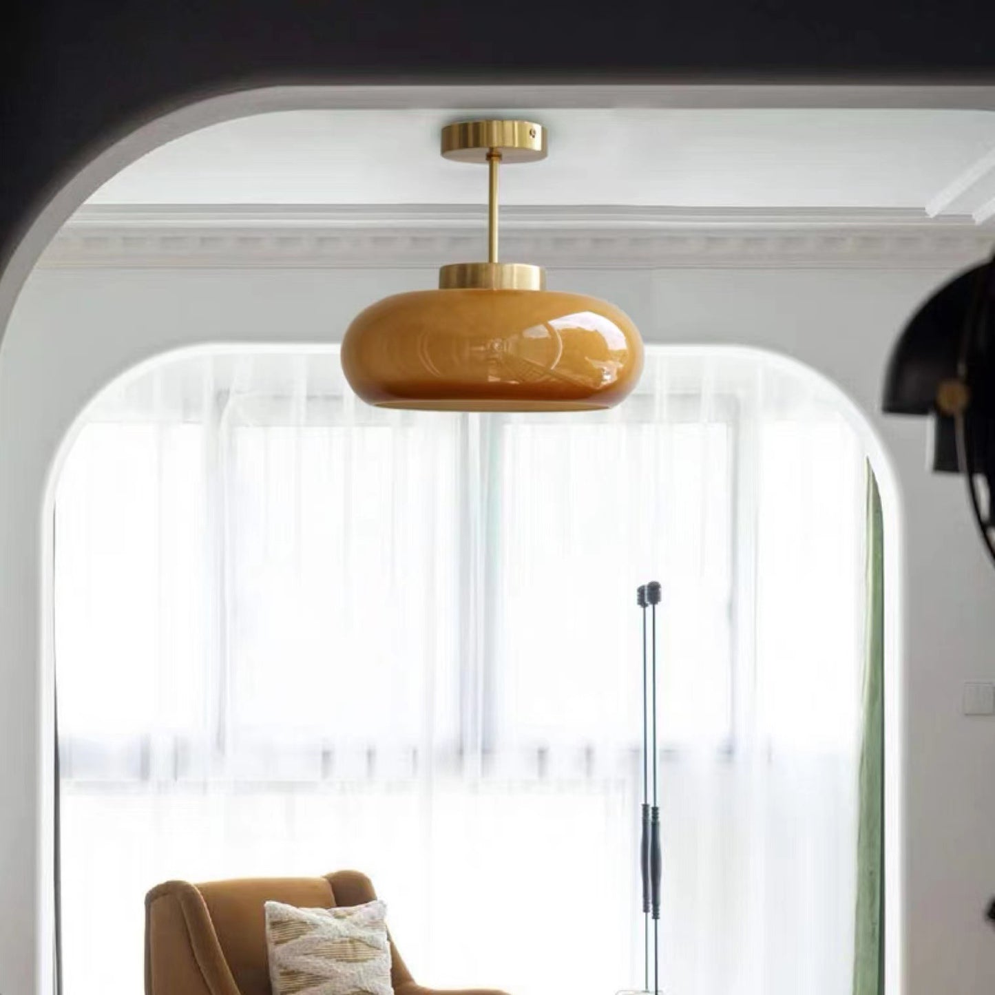 Nordic Brass Ceiling Light for Vintage Japanese Balcony - - light