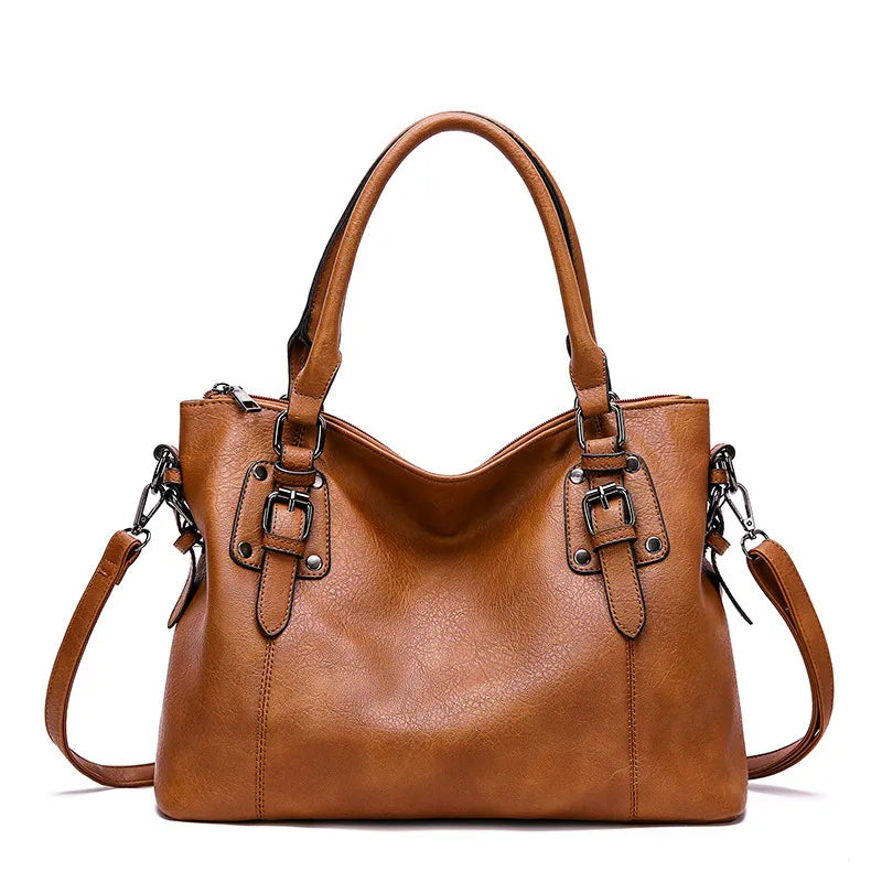 Retro Womens Shoulder Bag - Large Capacity - Brown 250mm x 300mm x 50mm - handbag