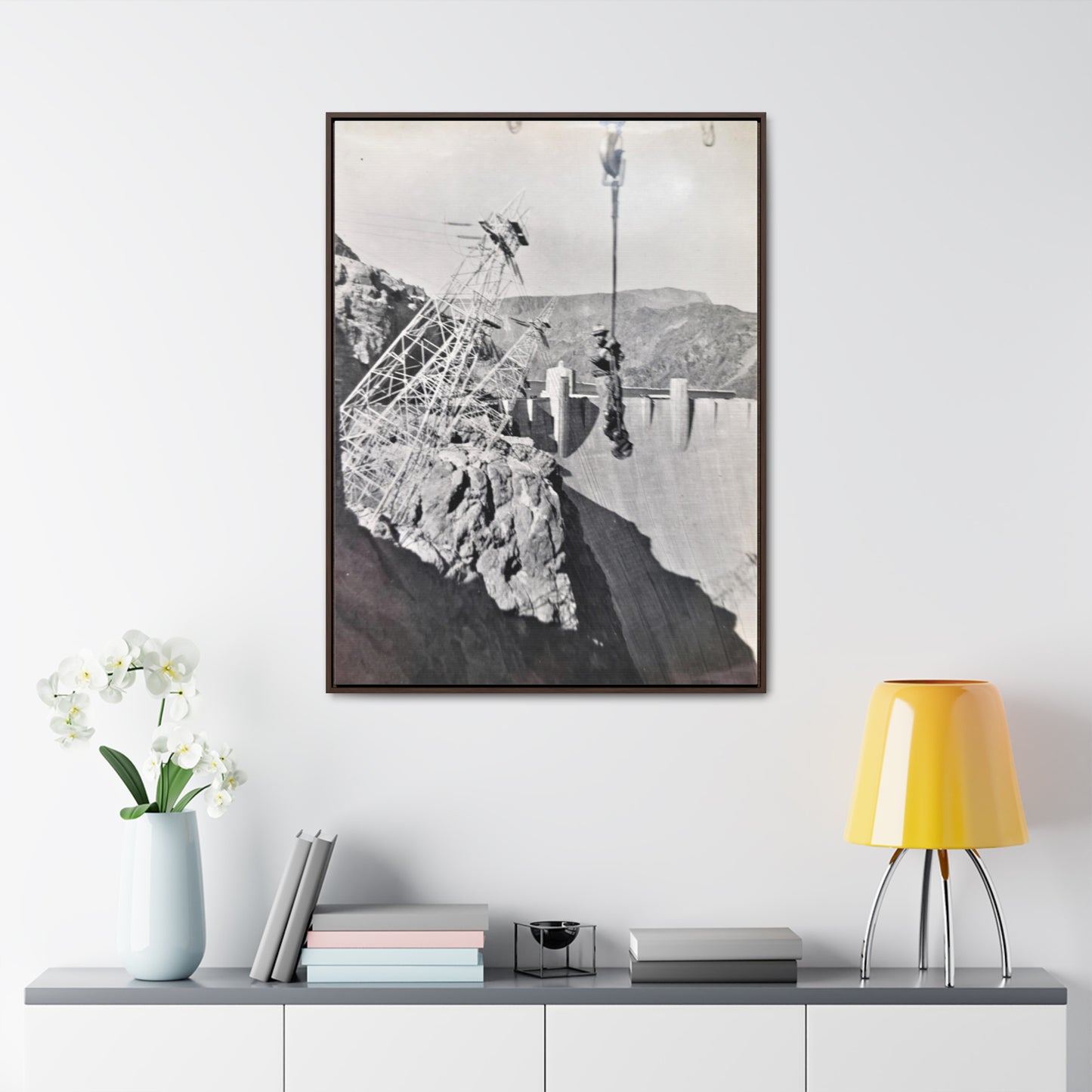 Suspended Boulder Dam Worker Gallery Canvas Wraps, Vertical Frame