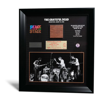 Limited Edition Jimi Hendrix Frame with Piece of 1969 Woodstock Stage and Original Ticket- Peace Of Stage LLC- {{Product type}}