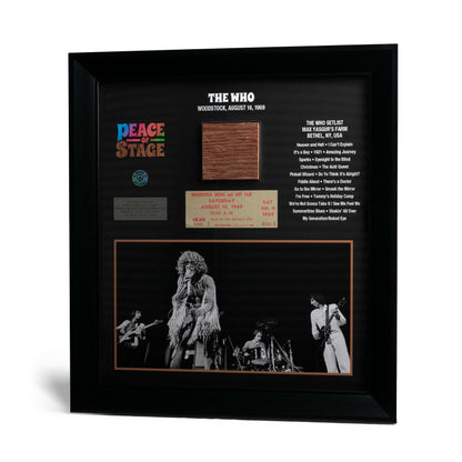 Limited Edition Jimi Hendrix Frame with Piece of 1969 Woodstock Stage and Original Ticket- Peace Of Stage LLC- {{Product type}}