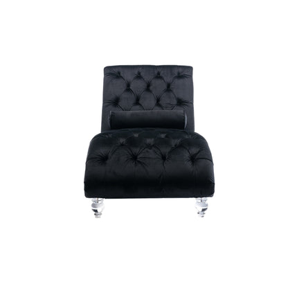 Black Velvet - Button-Tufted Upholstered Lounge Chair - - Recliners & Massage Chairs