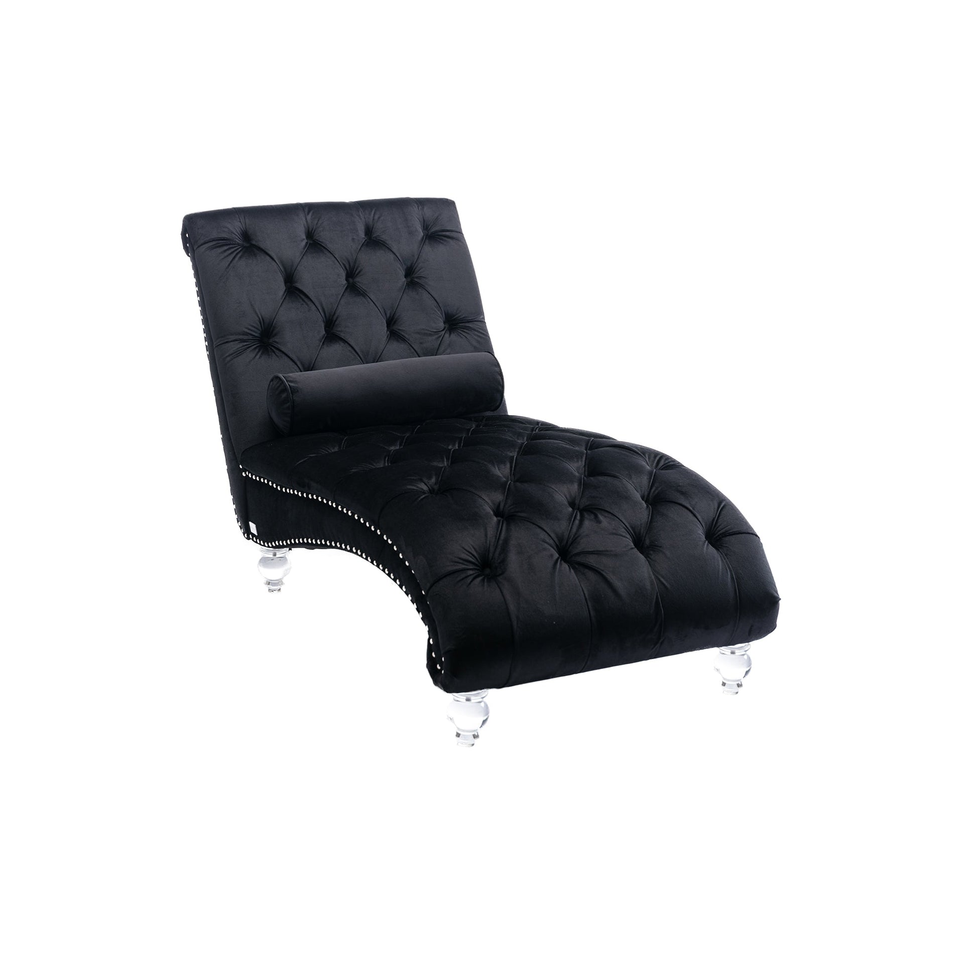 Black Velvet - Button-Tufted Upholstered Lounge Chair - - Recliners & Massage Chairs