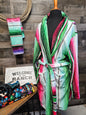 Turquoise Serape Women's Western Bath Robe - 5XL - Blanket Robe & Hoodie