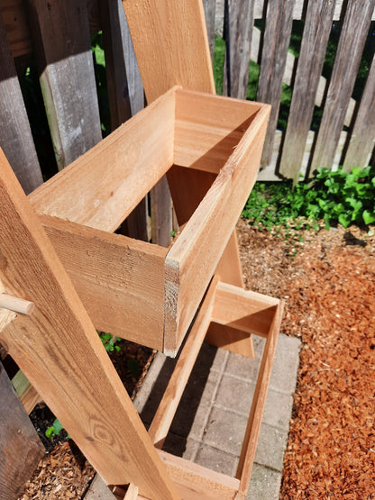 2-Tier Vertical Cedar Ladder Planter Box for Small Spaces - - Planter