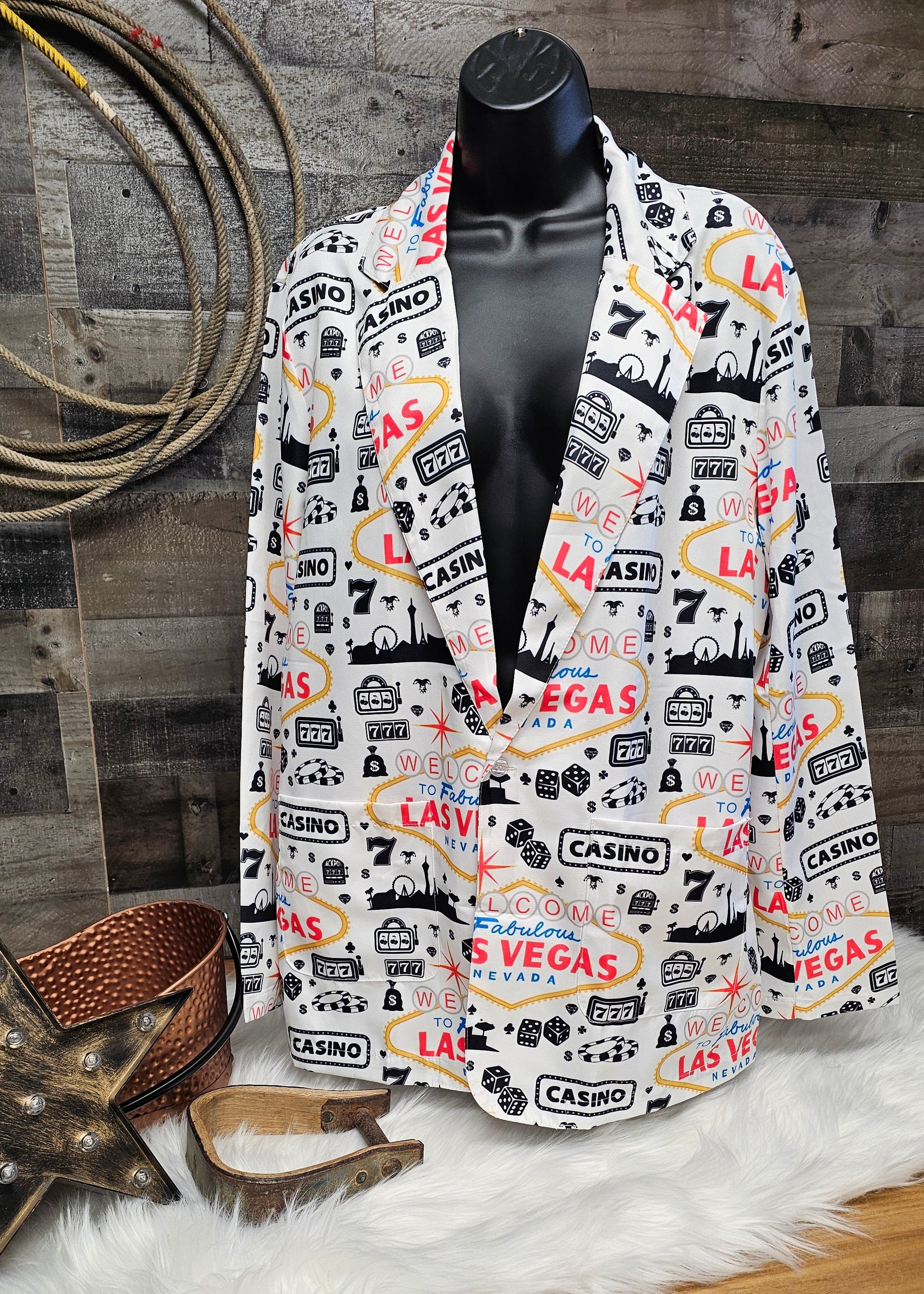 Baha Ranch Yeehaw Cowboy Vegas Western Blazer - - Jackets & Blazers