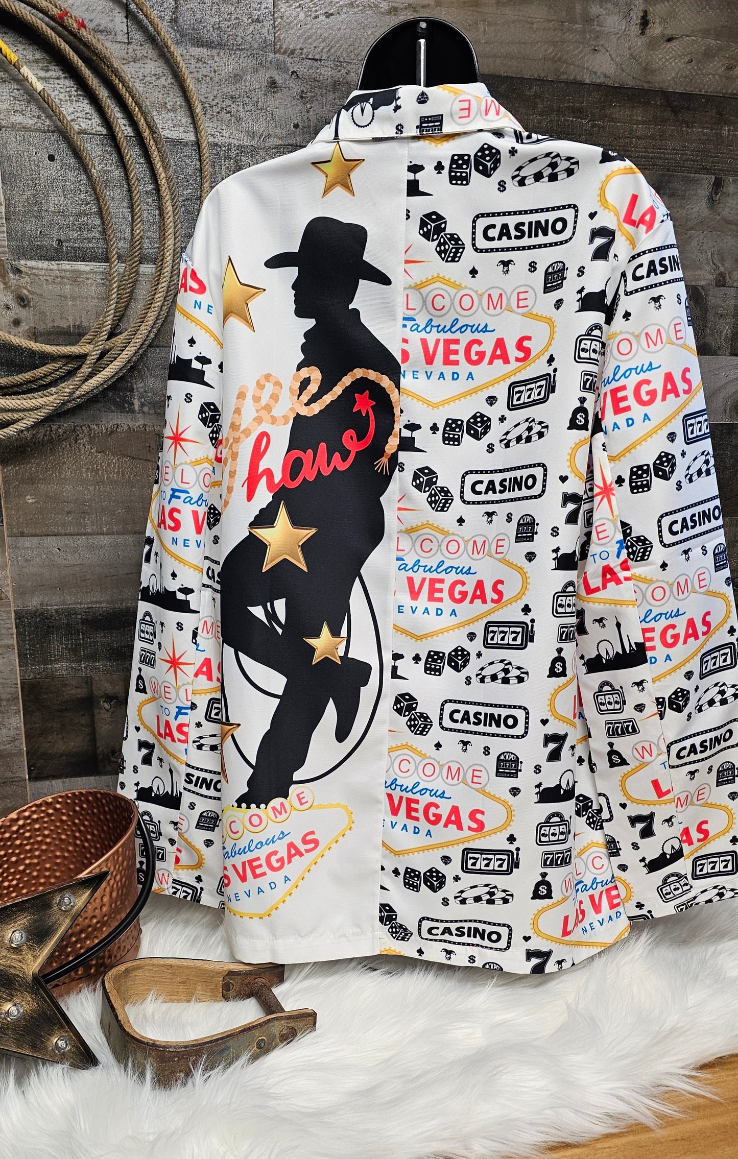 Baha Ranch Yeehaw Cowboy Vegas Western Blazer - - Jackets & Blazers