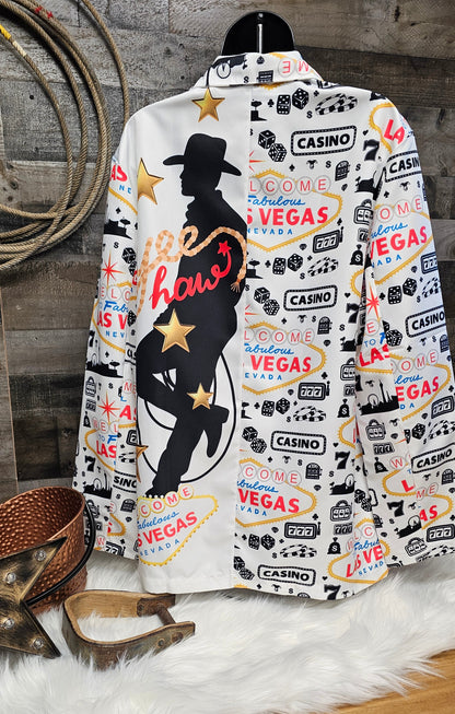 Baha Ranch Yeehaw Cowboy Vegas Western Blazer - - Jackets & Blazers