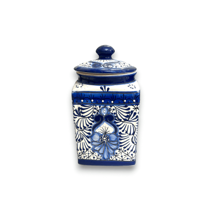 Blue Talavera Canister Set Handmade Mexican Ceramic Jars - - Talavera Canister Set