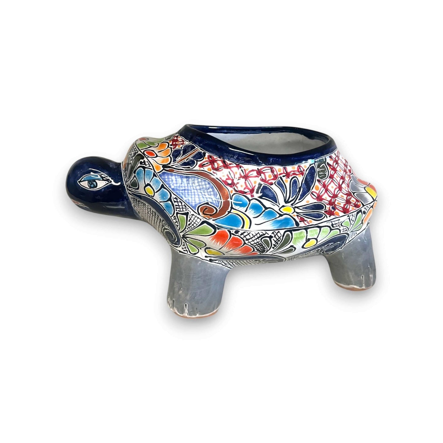 Talavera Turtle Planter Hand-Painted Mexican Ceramic Garden Pot - - Talavera Planter