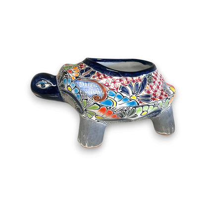 Talavera Turtle Planter Hand-Painted Mexican Ceramic Garden Pot - - Talavera Planter
