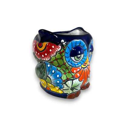 Talavera Owl Planter Double-Faced Hand-Painted Pottery - - Talavera Planter