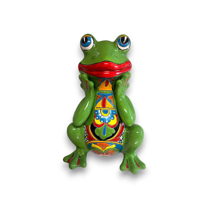 Talavera Frog Statue Vibrant Hand-Painted Mexican Ceramic Art - - Talavera Statue