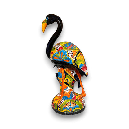 Talavera Flamingo Statue Hand-Painted Mexican Ceramic Bird Art - - Talavera Statue